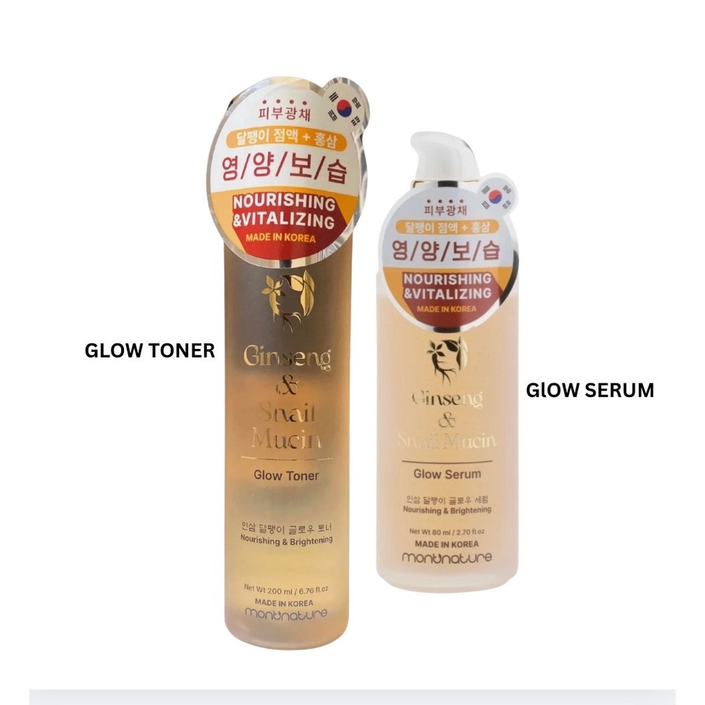 2 Pack of Montnature snail Ginseng Glow Toner and Glow Serum